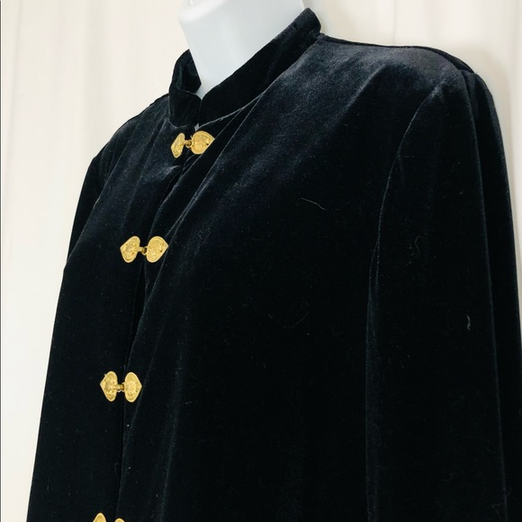 R&M Richards Velvet ‘gold’ hook closure long jacket 12P - Picture 4 of 16